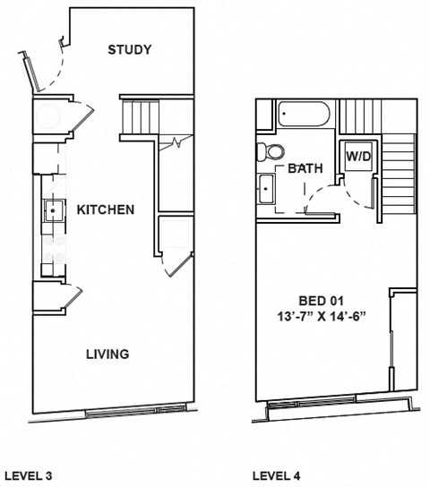 Floor plan for 1 bed, 1 bath, 830 sqft